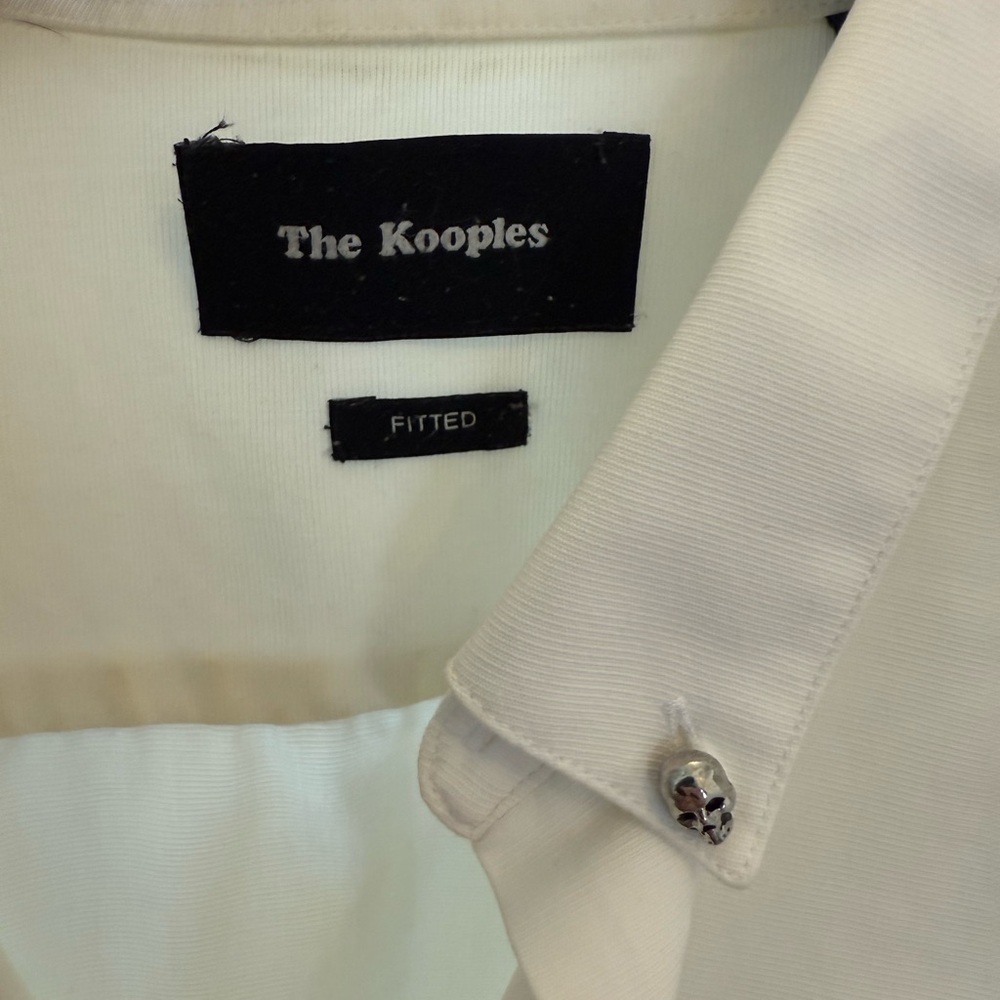 The Kooples Ivory Dress Shirt with Skull Buttons | Size L